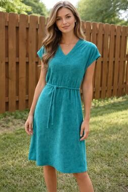 Vintage Sporty Terry Cloth Dress 70s 80s